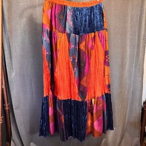 Circle T broomskirt by Marilyn Lenox vintage Colorful Patchwork Maxi Skirt USA